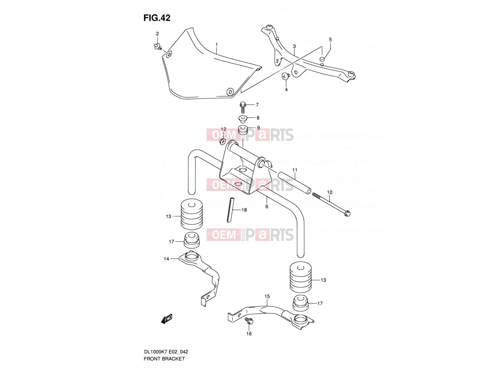 SUZUKI DL1000 K8 (2008) V-Strom (E02,E19,E24) 42 - FRONT BRACKET