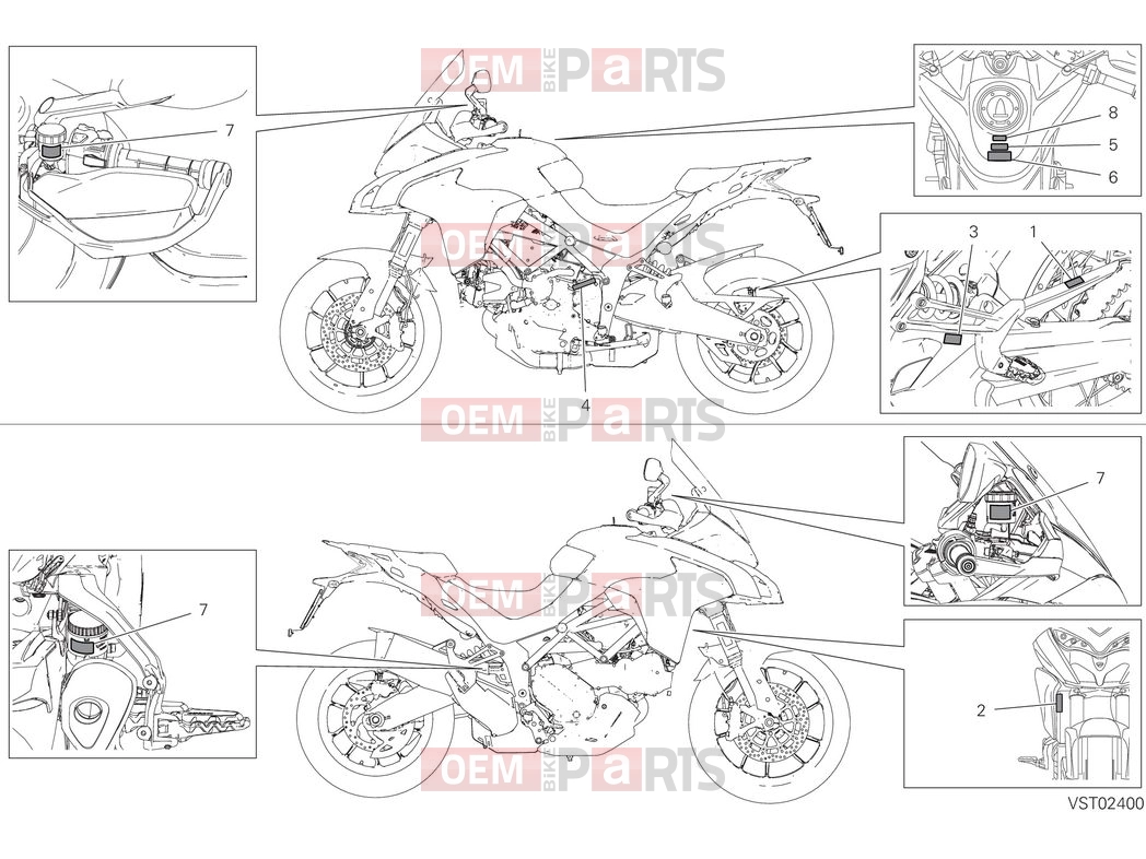 DUCATI 2025 Multistrada V2 Label, warning