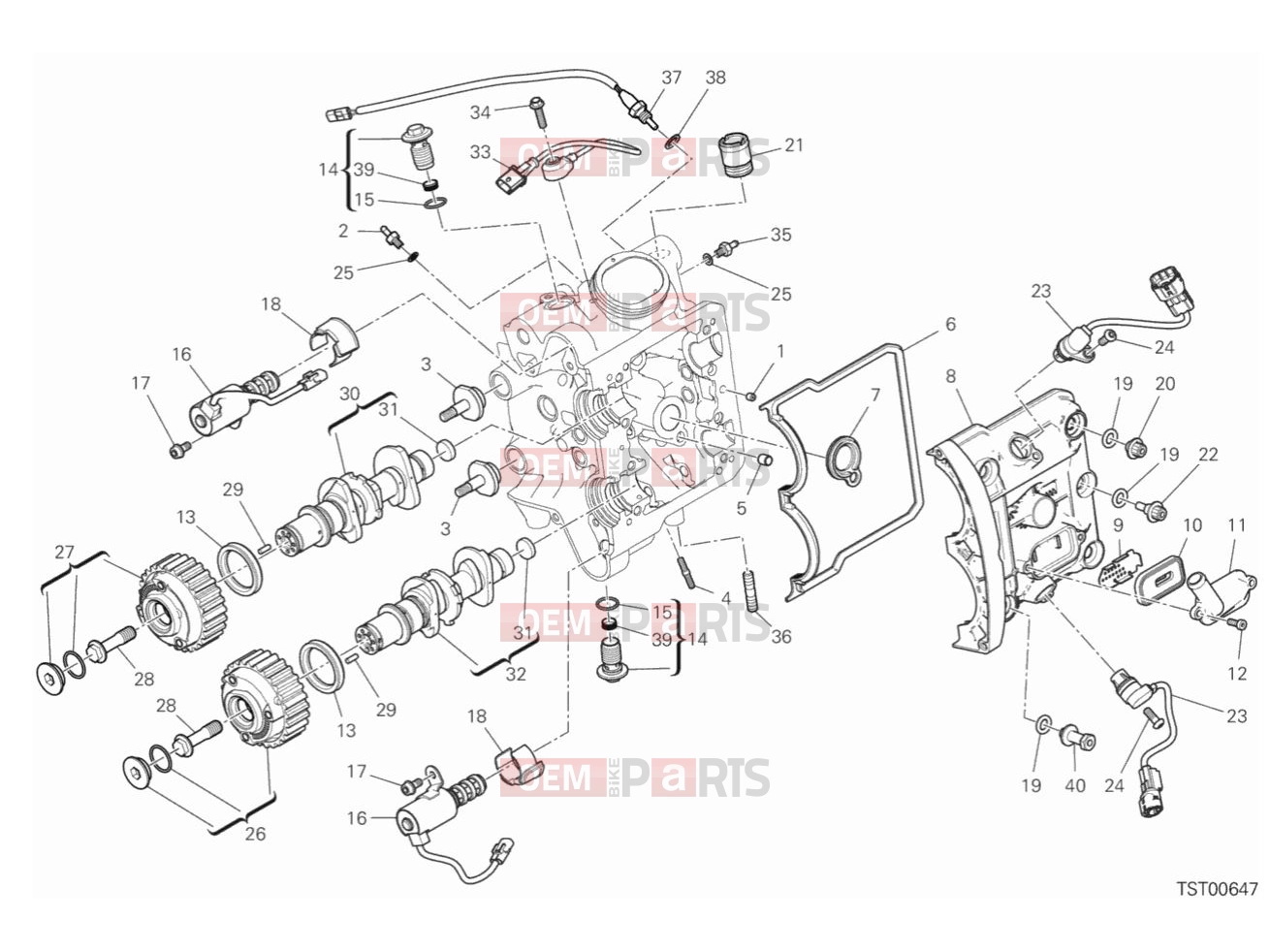 DUCATI 2019  Diavel 1260 HORIZONTAL HEAD & TIMING SYSTEM