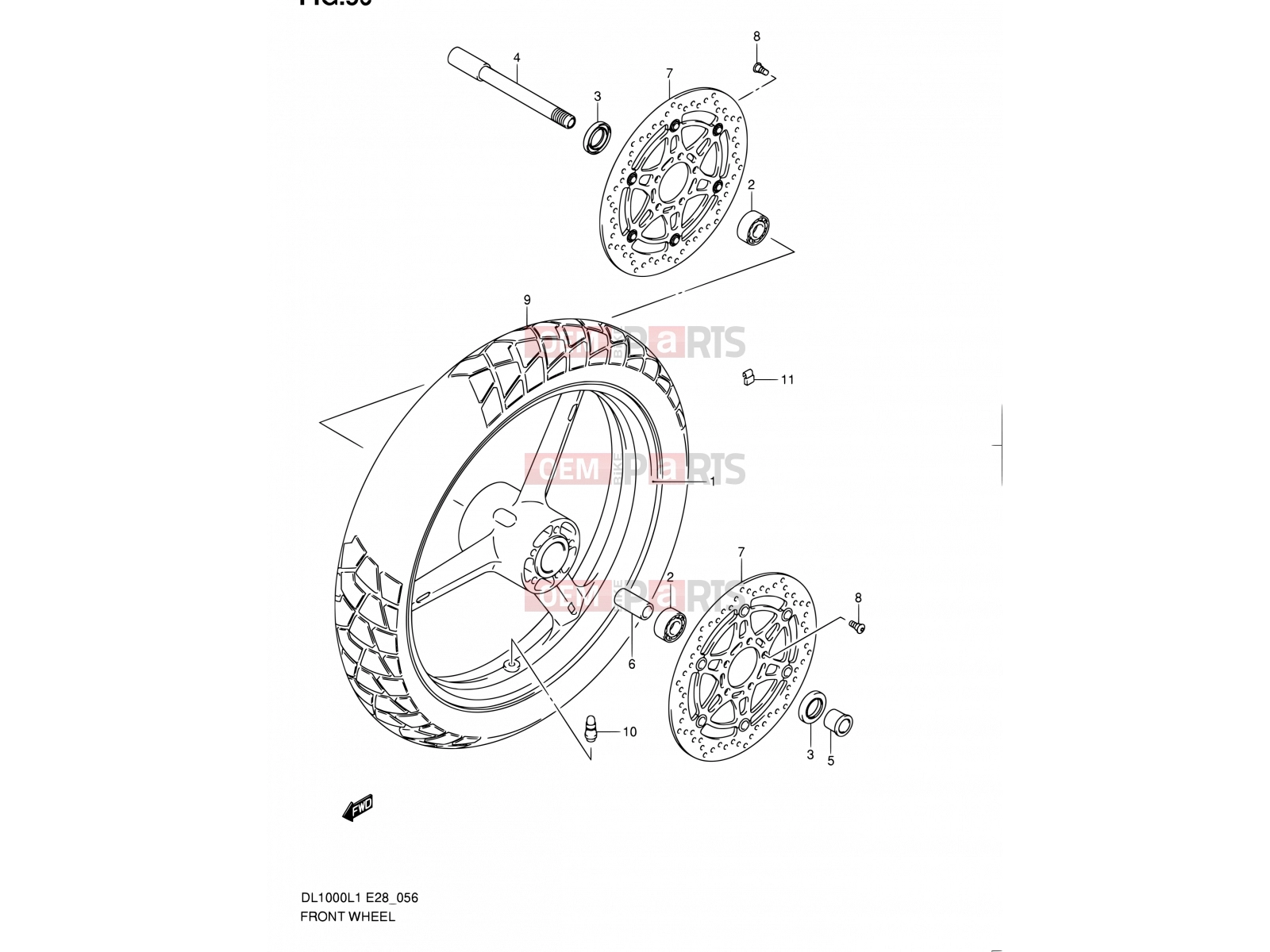 SUZUKI DL1000 L1 (2011) V-Strom (E03,E28,E33) 56 - FRONT WHEEL