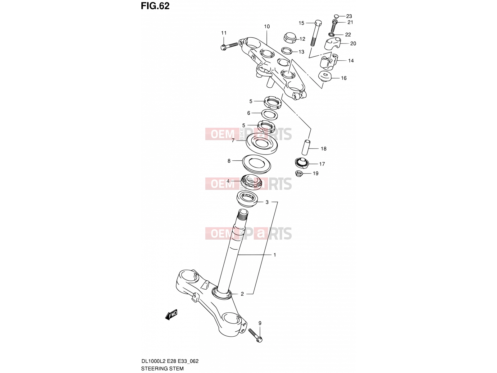SUZUKI DL1000 L2 (2012) V-Strom (E03,E28,E33) 62 - STEERING STEM