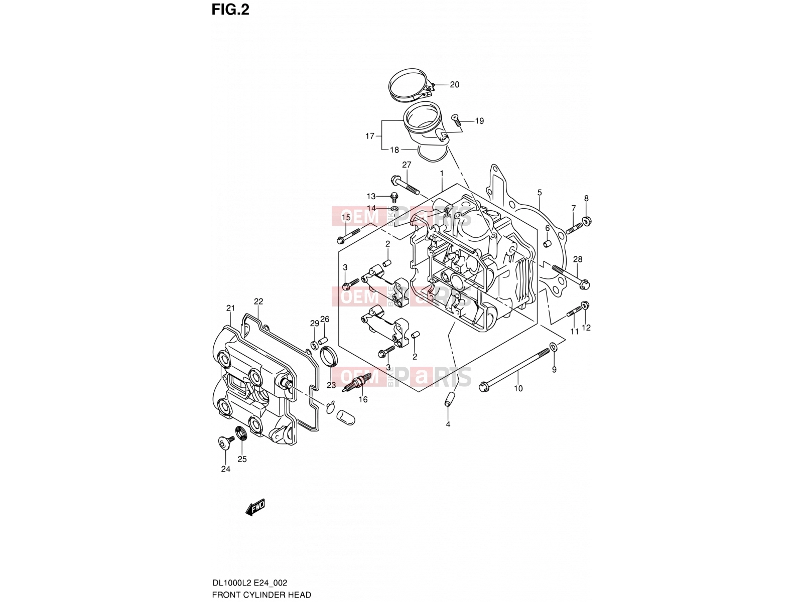 SUZUKI DL1000 L2 (2012) V-Strom (E24) 2 - FRONT CYLINDER HEAD