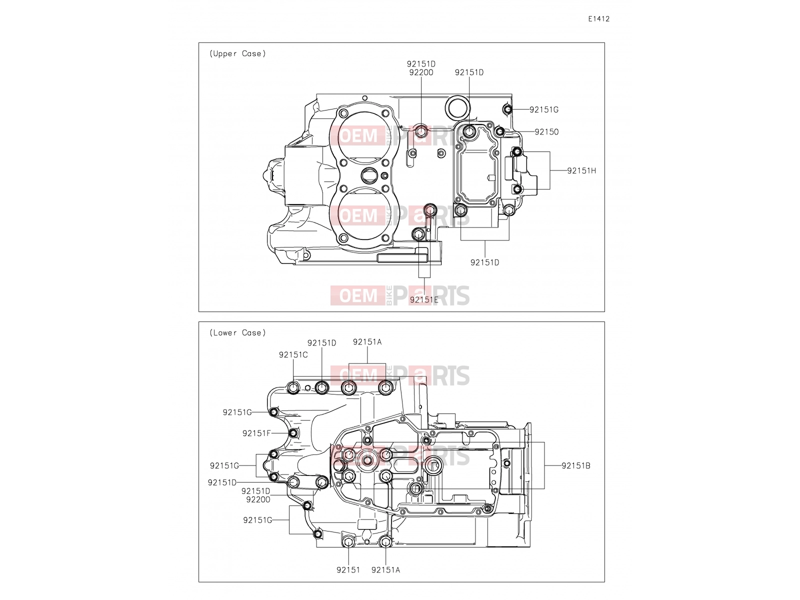 KAWASAKI 2025 15 Crankcase Bolt Pattern