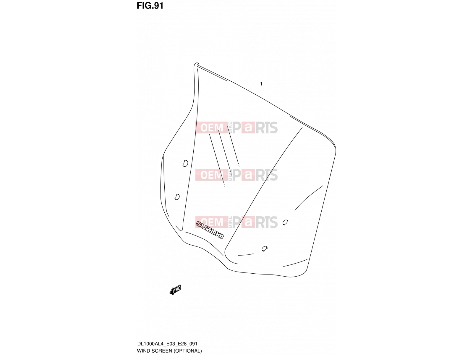 SUZUKI DL1000A L4 (2014) V-Strom (E03,E28,E33) 91 - WIND SCREEN (OPTIONAL)
