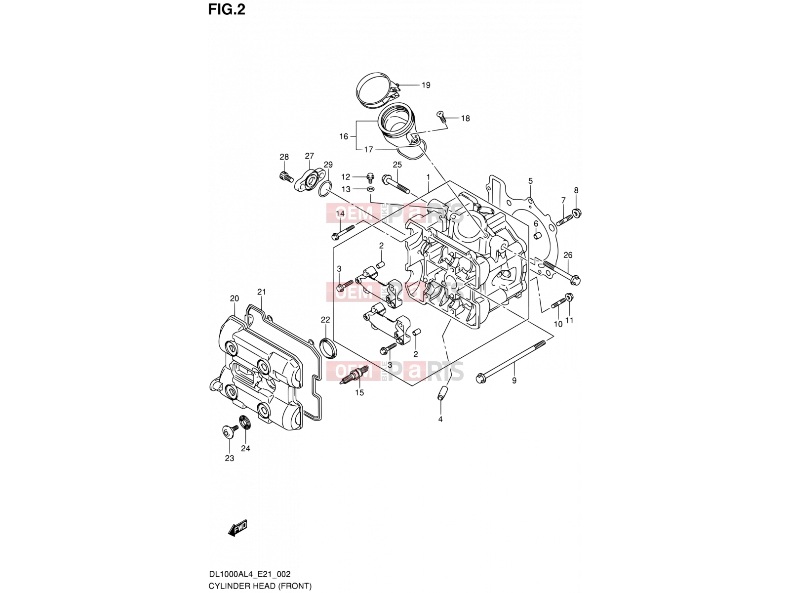 SUZUKI DL1000A L4 (2014) V-Strom (E21) 2 - CYLINDER HEAD (FRONT)