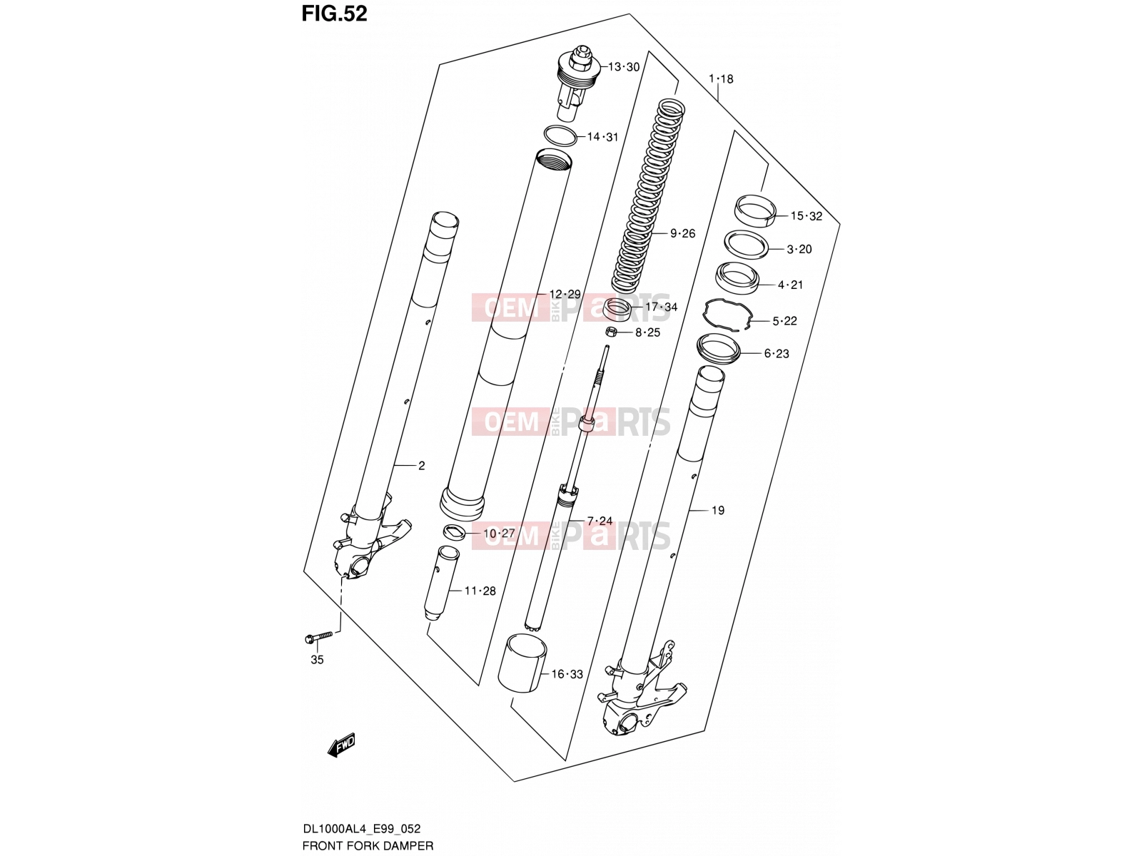 SUZUKI DL1000A L4 (2014) V-Strom (E99) 52 - FRONT FORK DAMPER