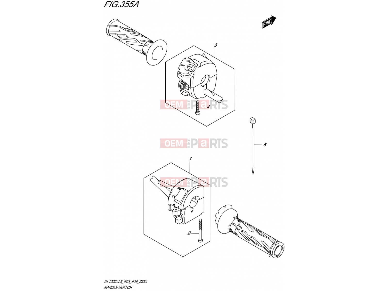 SUZUKI DL1000A L5 (2015) V-Strom (E03,E28,E33) 355A - HANDLE SWITCH