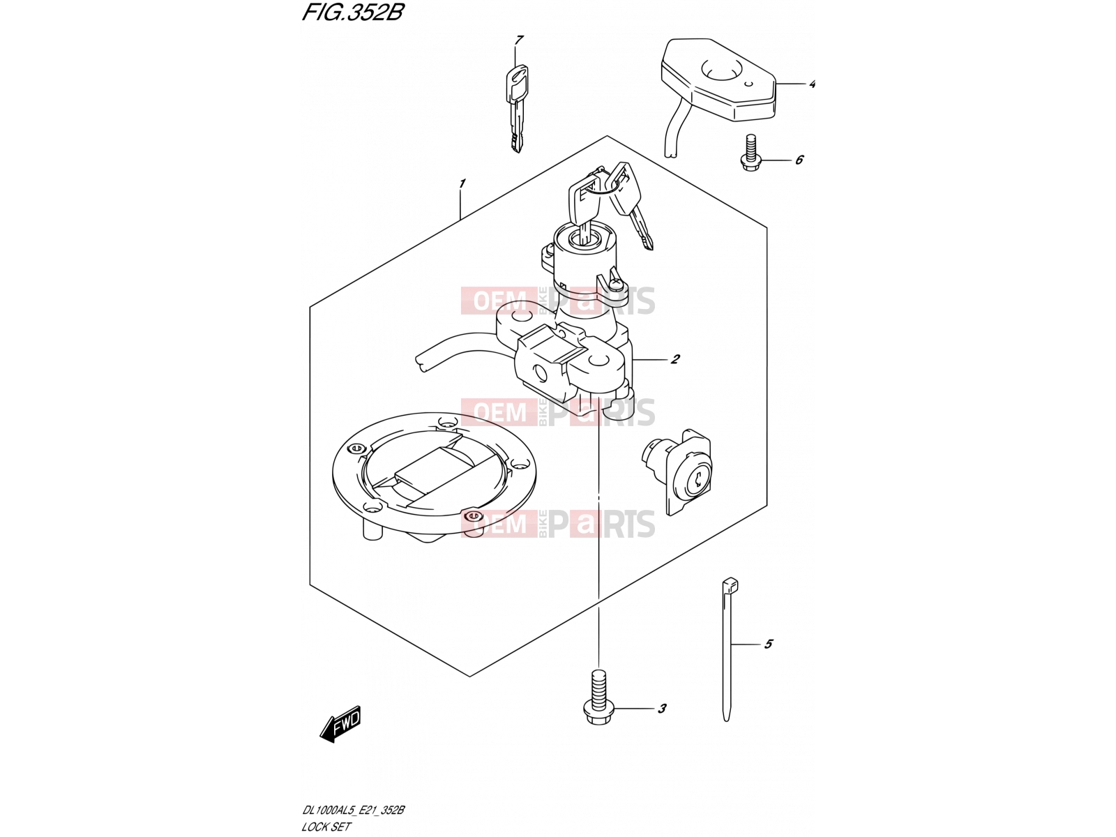 SUZUKI DL1000A L5 (2015) V-Strom (E21) 352B - LOCK SET