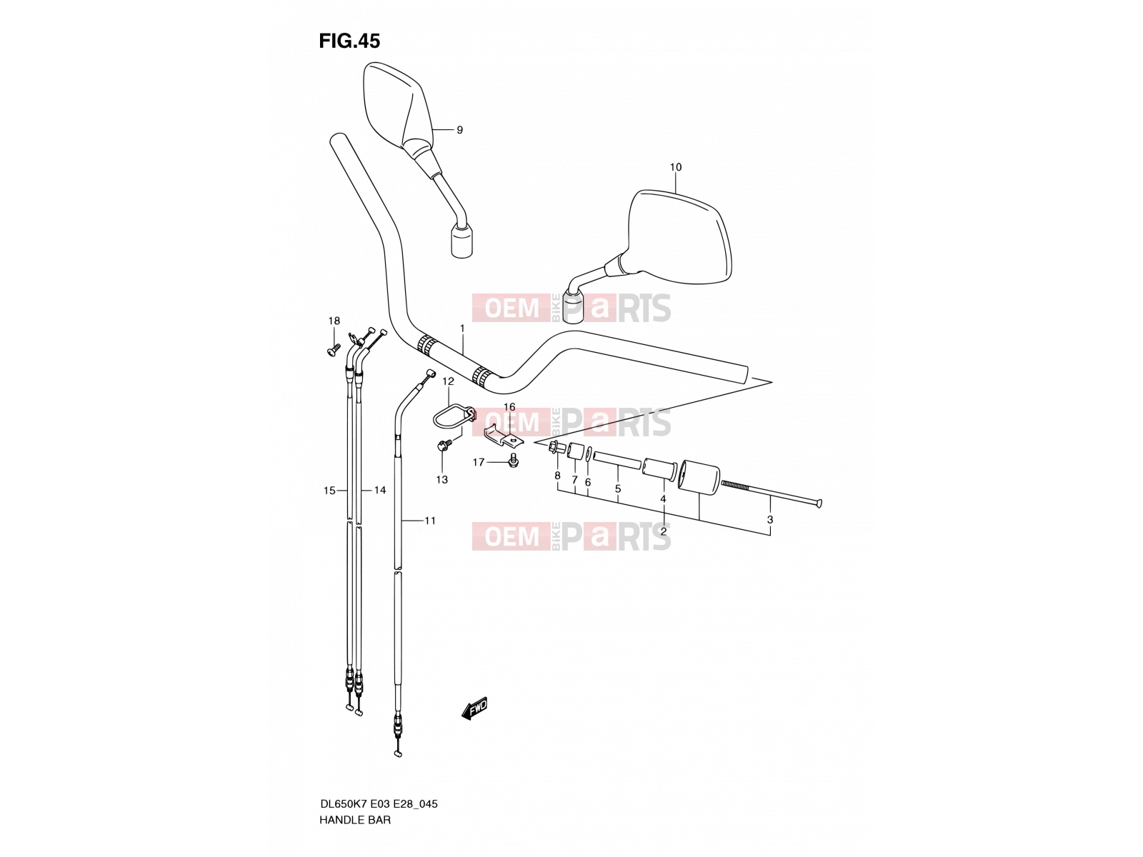 SUZUKI DL650 K8 (2008) V-Strom (E03,E28,E33) 45 - HANDLEBAR