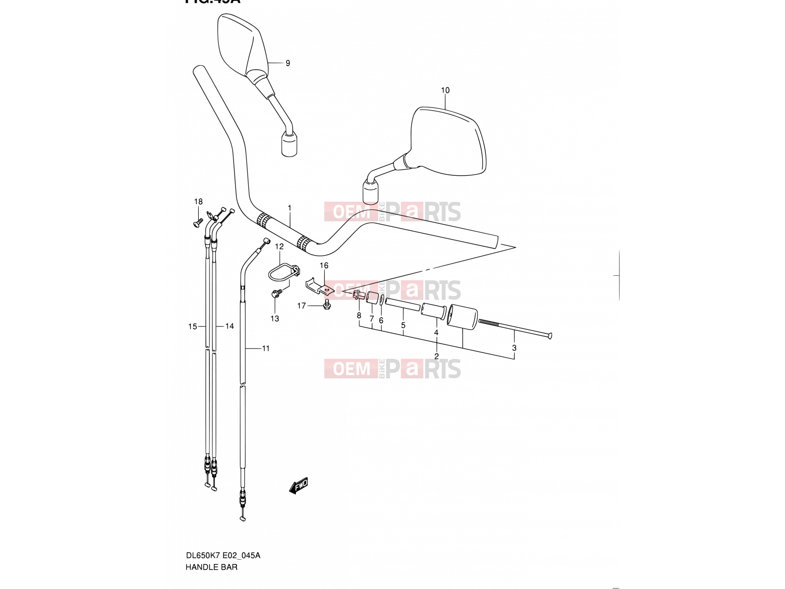 SUZUKI DL650 K9 (2009) V-Strom (E02,E19,E24,E37) 45A - HANDLEBAR (MODEL K9:E02,E19,E24)