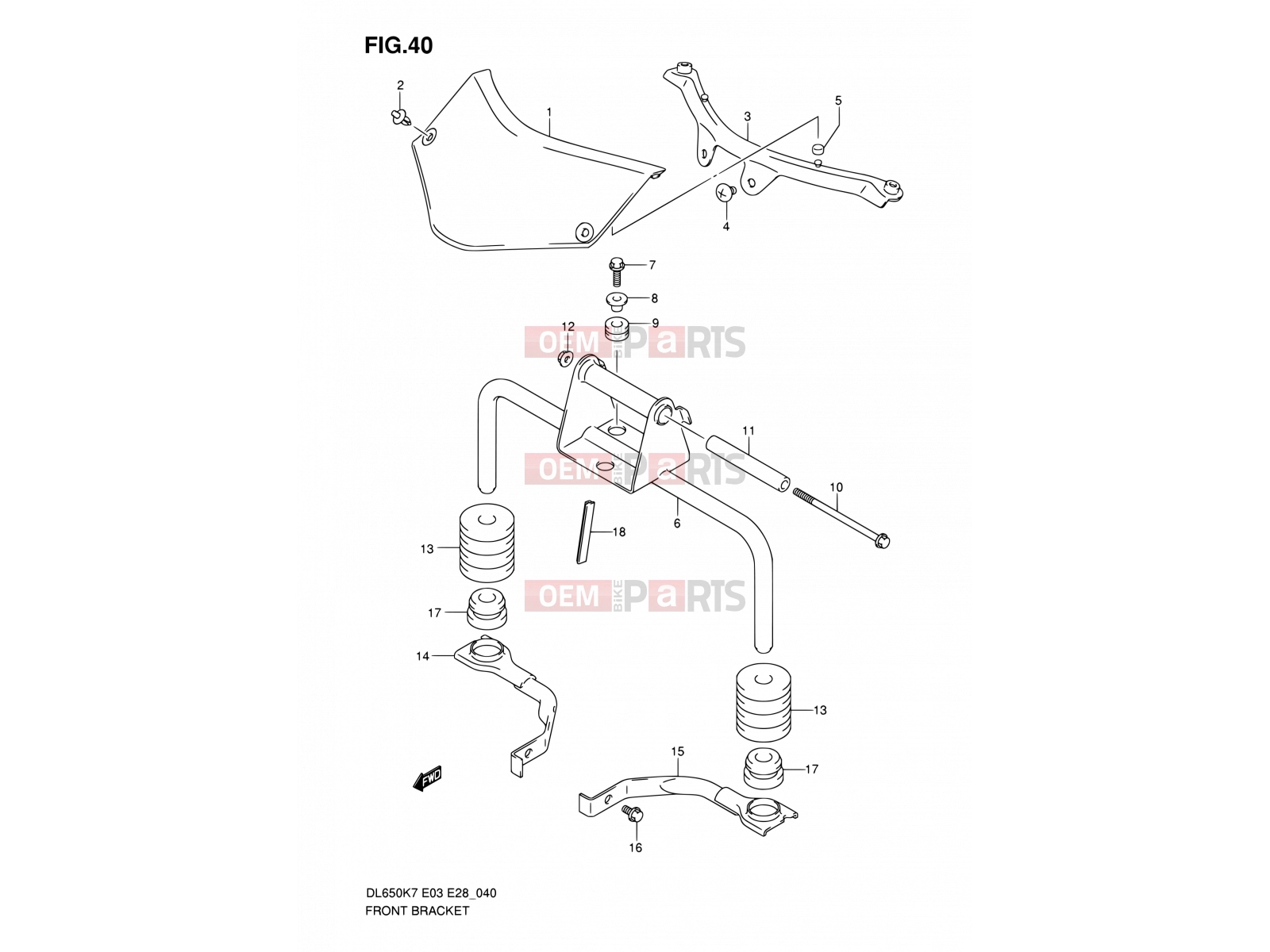 SUZUKI DL650A K8 (2008) V-Strom (E03,E28,E33) 40 - FRONT BRACKET