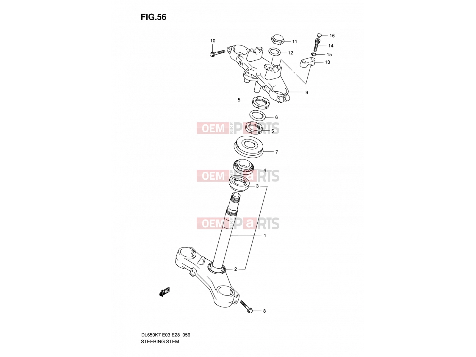 SUZUKI DL650A K8 (2008) V-Strom (E03,E28,E33) 56 - STEERING STEM
