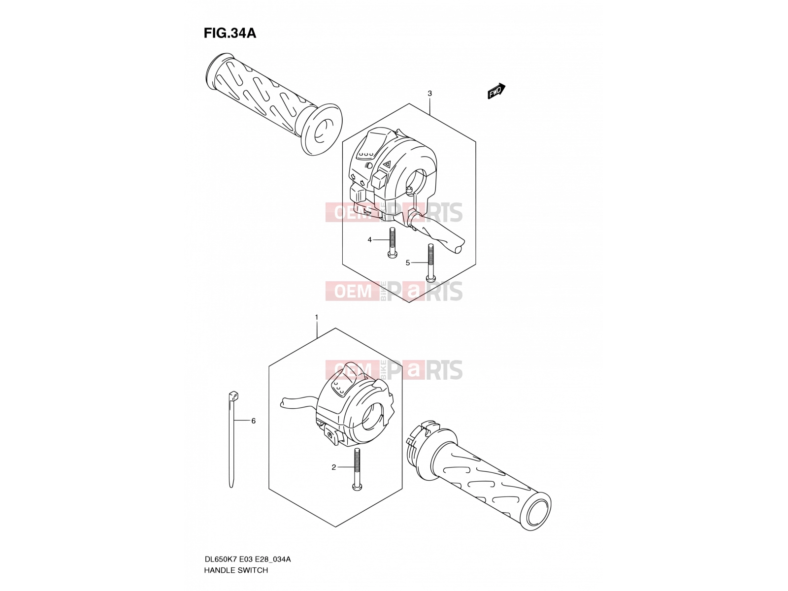 SUZUKI DL650A L0 (2010) V-Strom (E03,E28,E33) 34A - HANDLE SWITCH (MODEL L0)