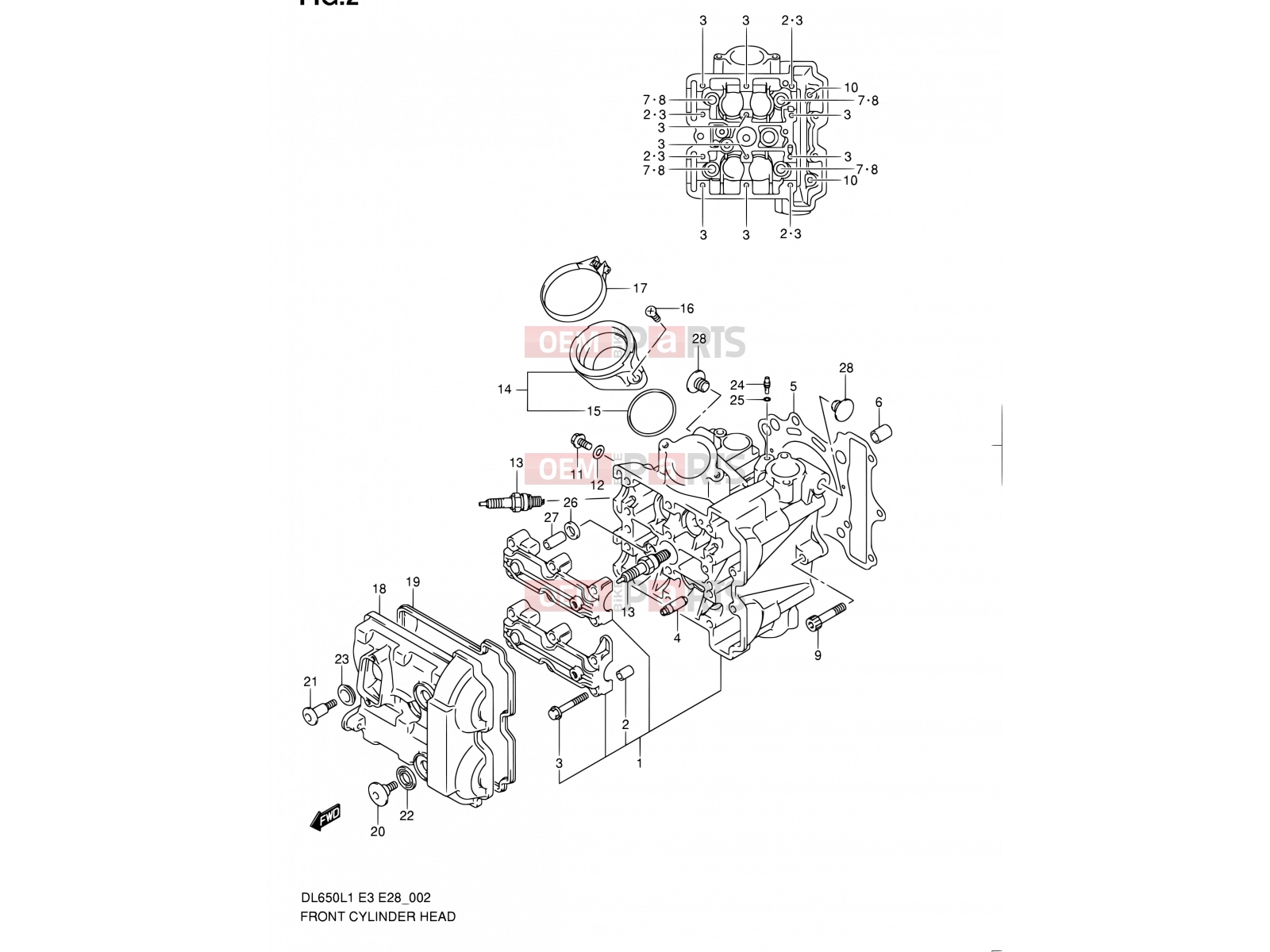 SUZUKI DL650A L1 (2011) V-Strom (E03,E28,E33) 2 - FRONT CYLINDER HEAD