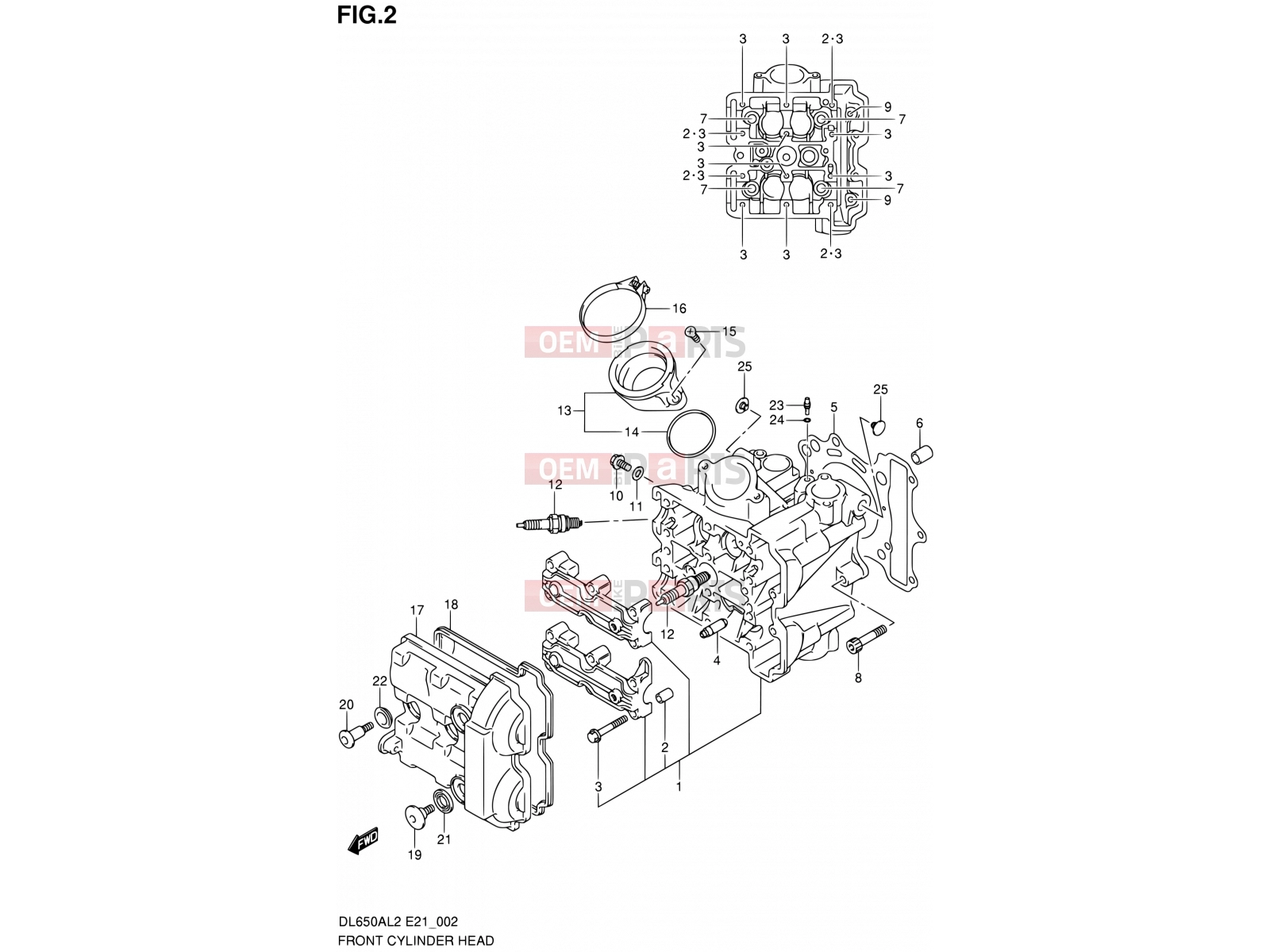 SUZUKI DL650A L2 (2012) V-Strom (E21) 2 - FRONT CYLINDER HEAD