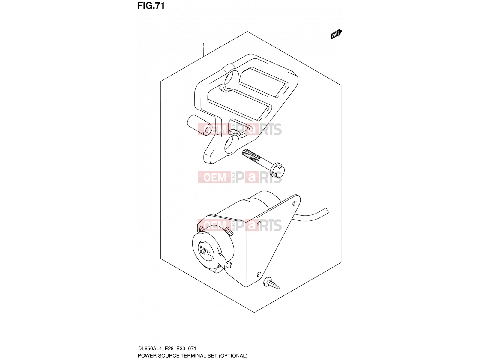 SUZUKI DL650A L4 (2014) V-Strom (E03,E28,E33) 71 - POWER SOURCE TERMINAL SET (OPTIONAL)