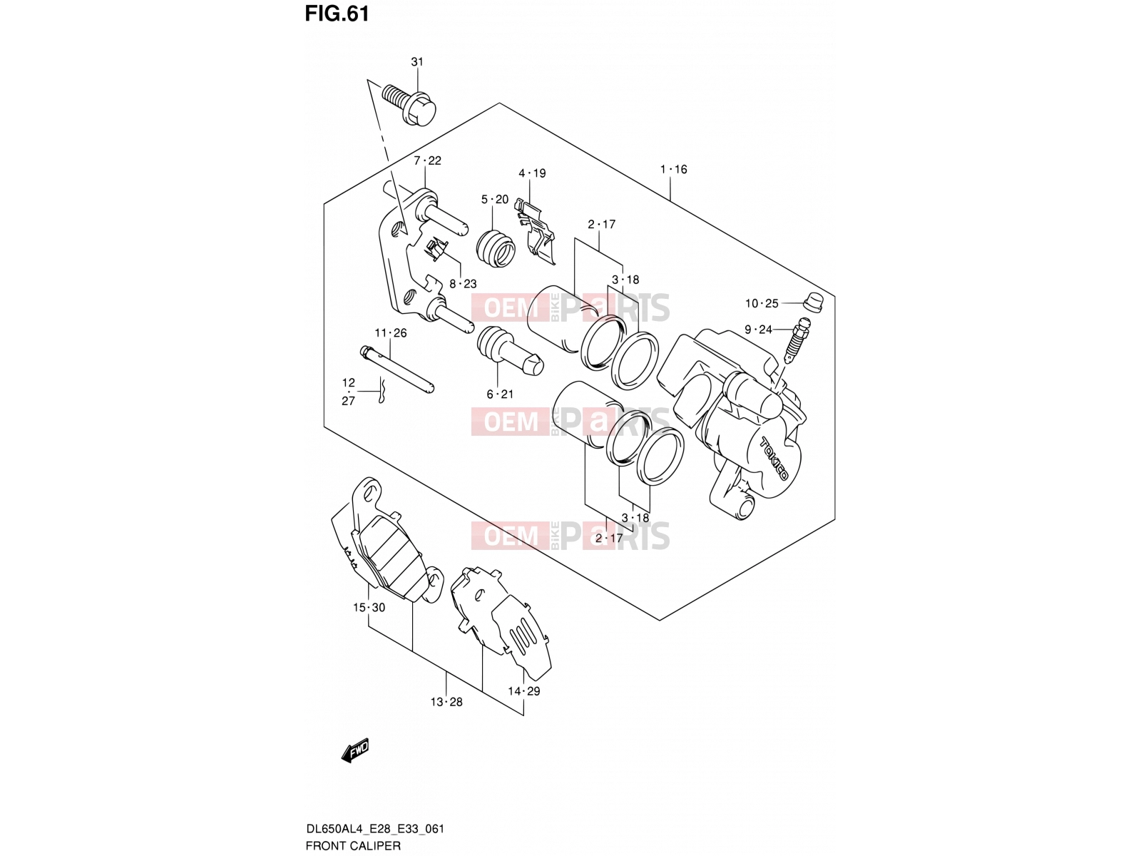 SUZUKI DL650A L4 (2014) V-Strom (E03,E28,E33) 61 - FRONT CALIPER