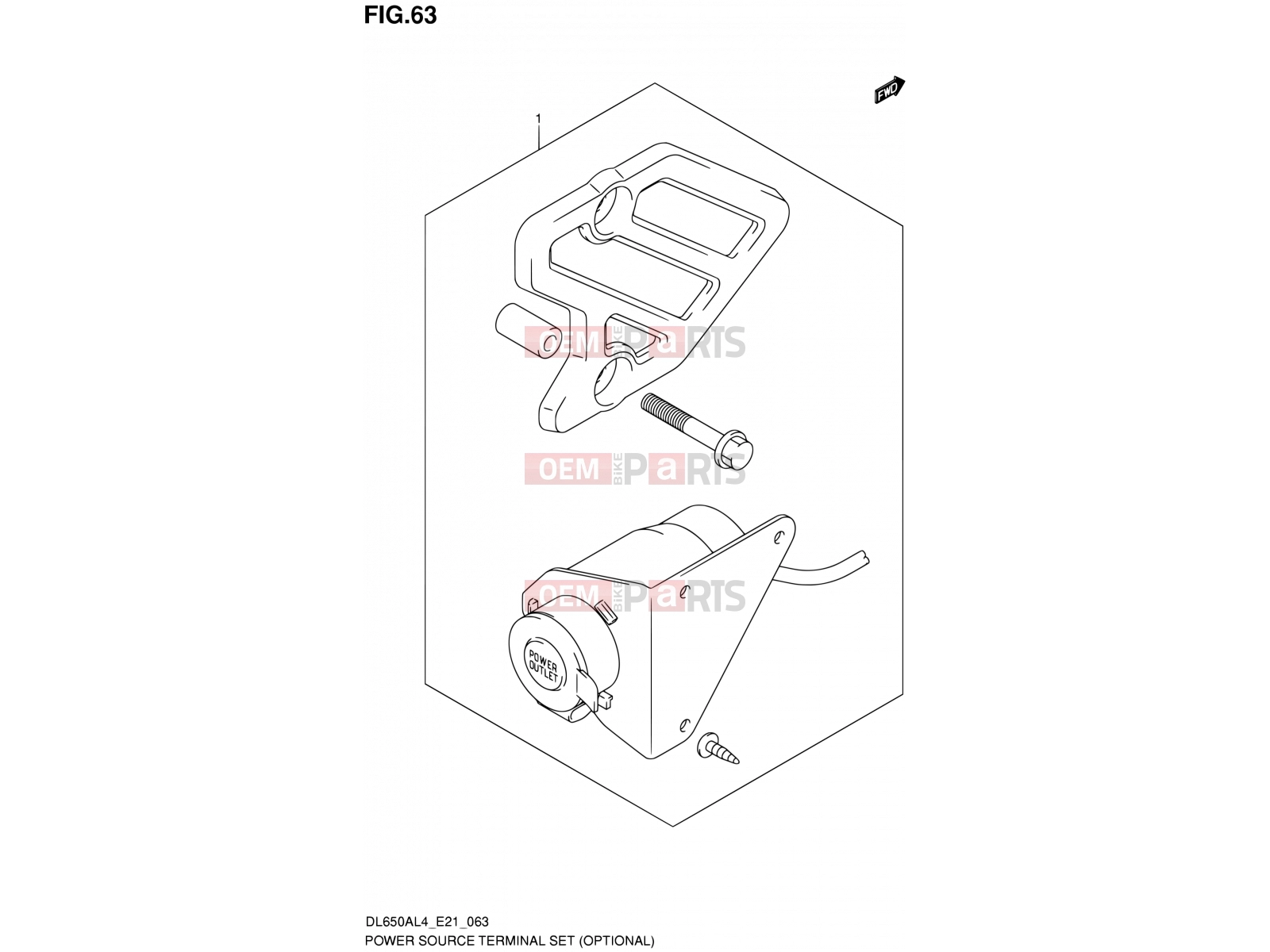 SUZUKI DL650A L4 (2014) V-Strom (E21) 63 - POWER SOURCE TERMINAL SET (OPTIONAL)