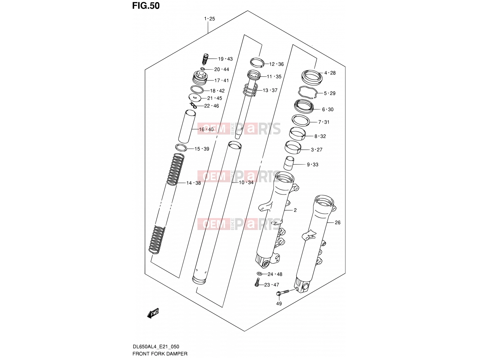 SUZUKI DL650A L4 (2014) V-Strom (E21) 50 - FRONT FORK DAMPER