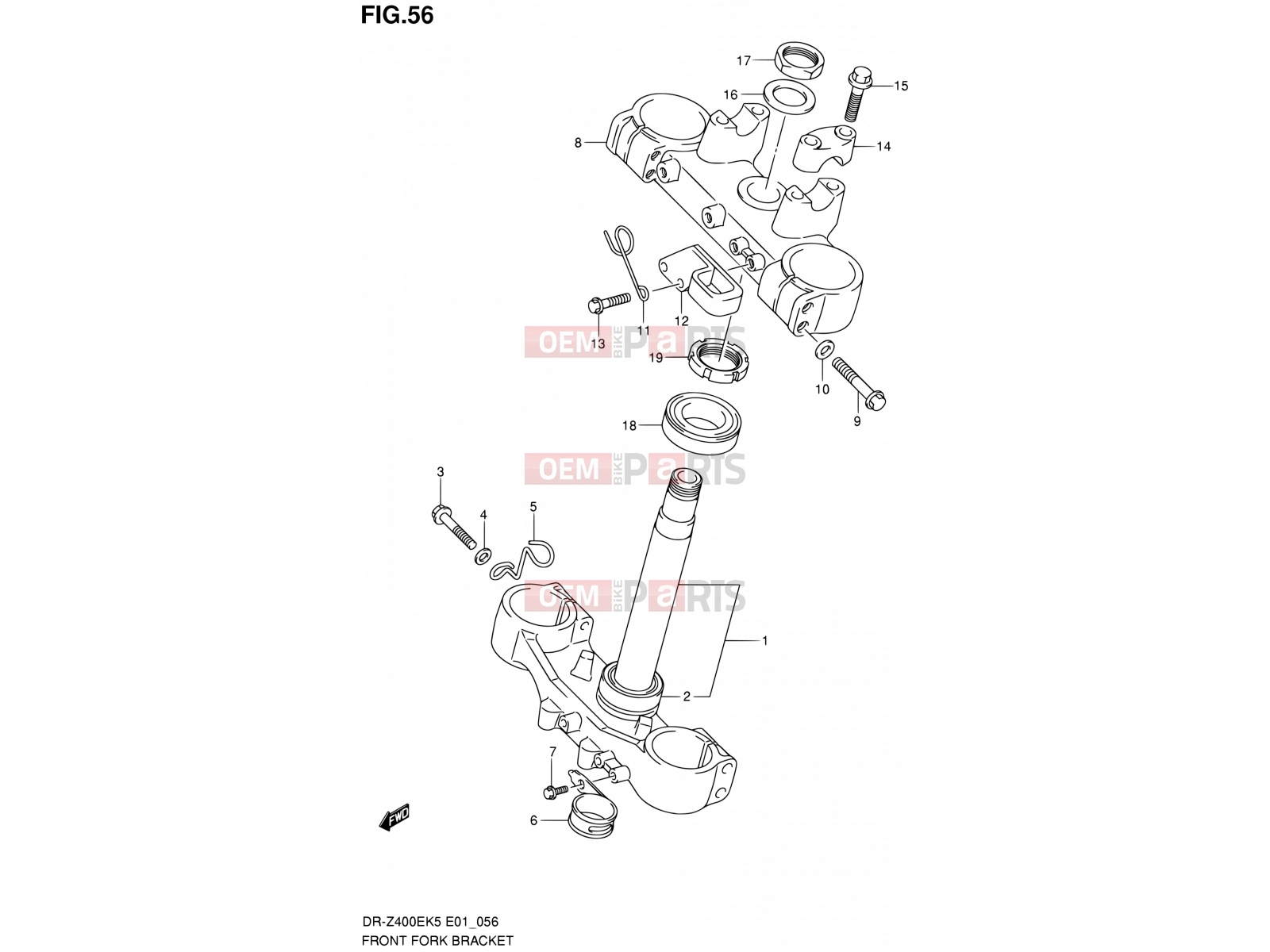 SUZUKI DR-Z400E K6 (2006) (E01) 56 - FRONT FORK BRACKET (E01,P37)