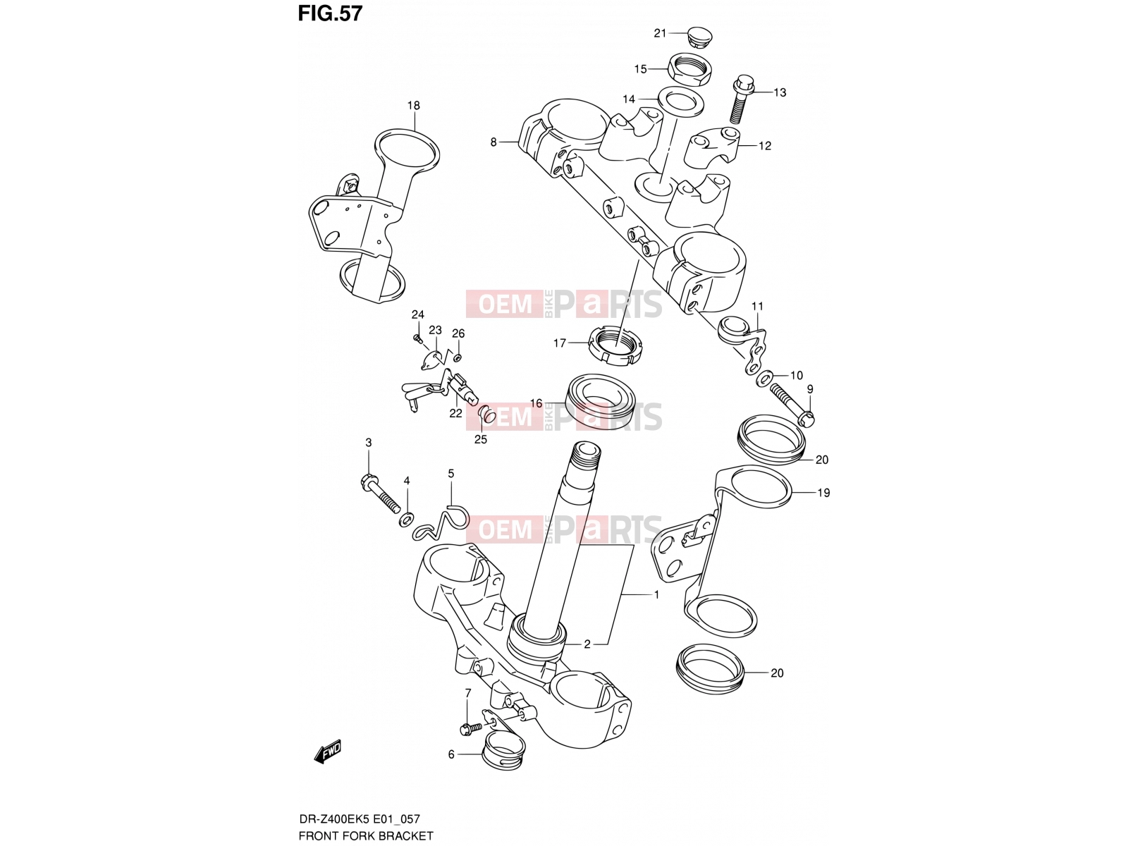 SUZUKI DR-Z400E K6 (2006) (E24) 57 - FRONT FORK BRACKET (E24)
