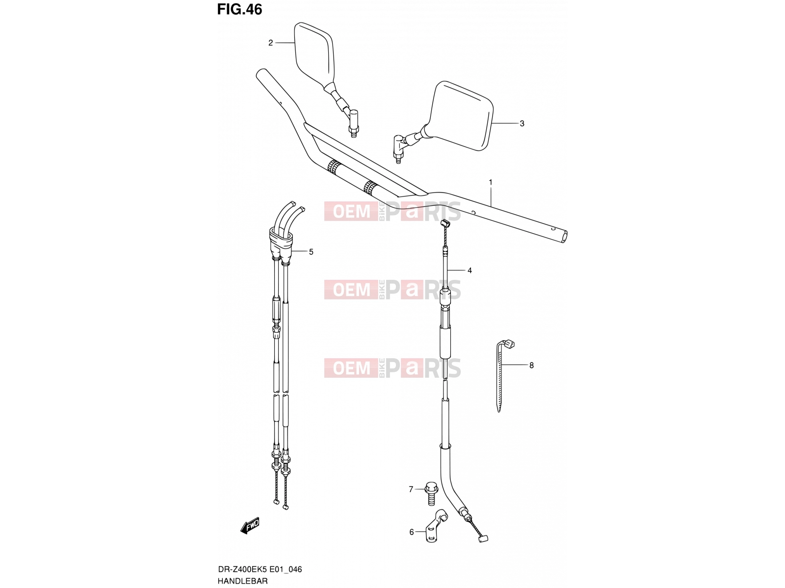 SUZUKI DR-Z400E K9 (2009) (E24) 46 - HANDLEBAR (E24)