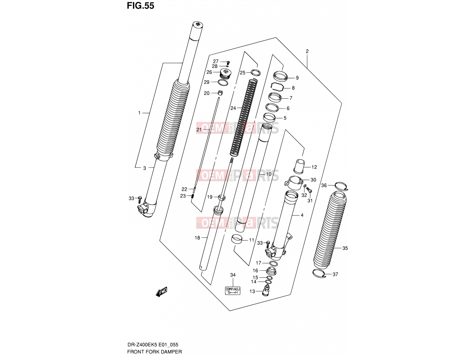 SUZUKI DR-Z400E K9 (2009) (E24) 55 - FRONT FORK DAMPER