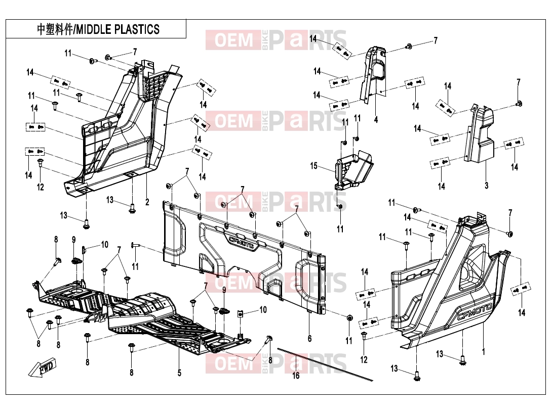 CFMOTO 2026 UTV U10 PRO (CF1000UTR-8 [ABS] ) MIDDLE PLASTICS(BASIC) - F04-3-B