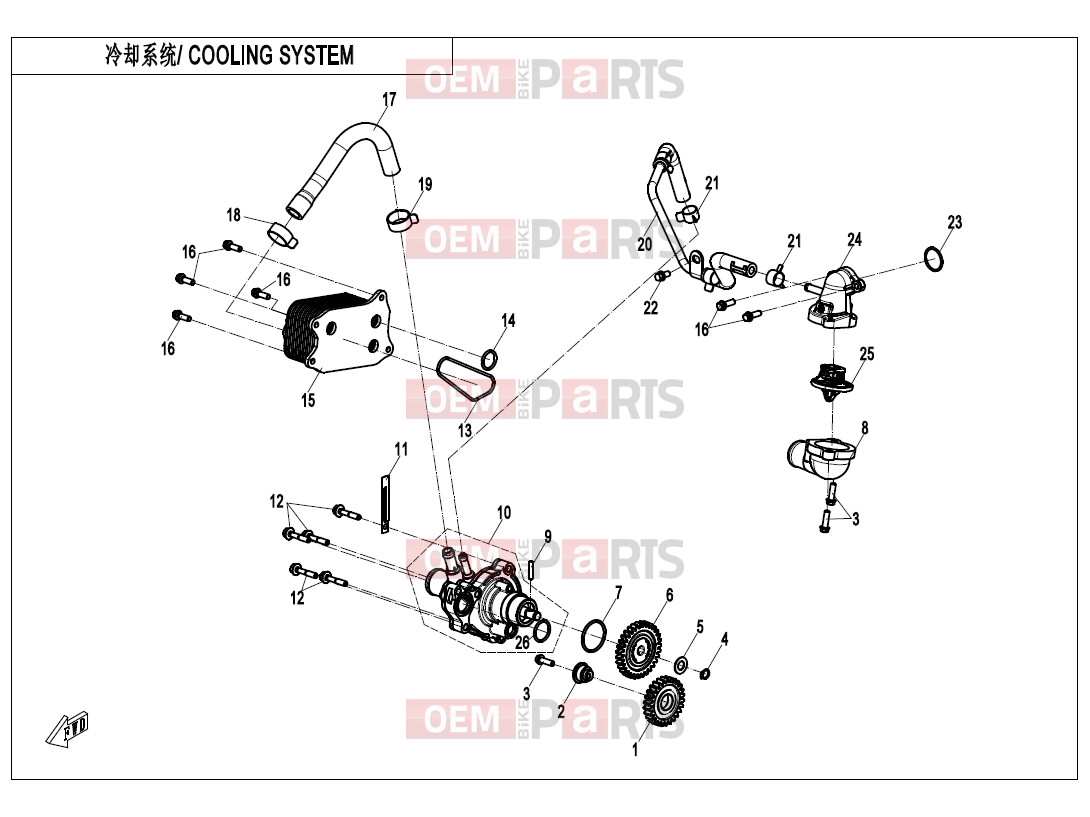 CFMOTO 2025 UTV U10 PRO (CF1000UTR-8K [ABS] ) COOLING SYSTEM(STANDARD) - E08-A
