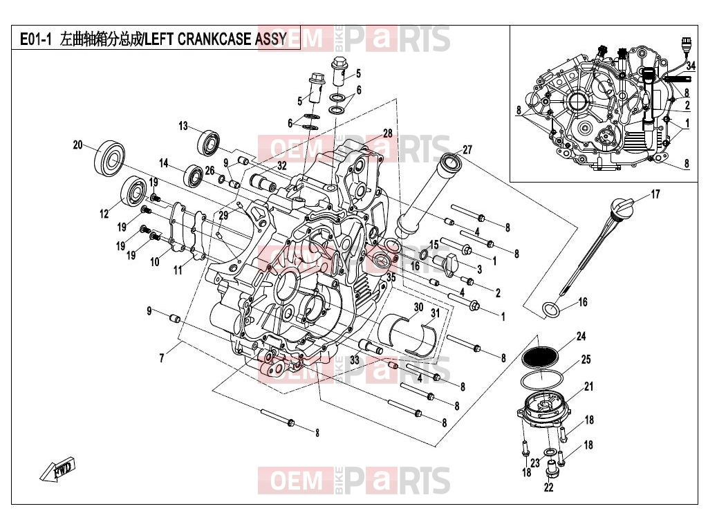 CFMOTO 2017 UTV UFORCE 550 (CF500UTR-2) LEFT CRANKCASE ASSY