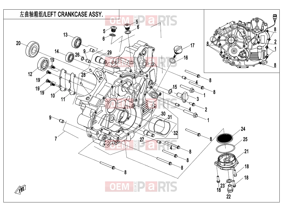 CFMOTO 2019 UTV UFORCE 550 (CF500UTR-2) LEFT CRANKCASE ASSY - E01-1-V3