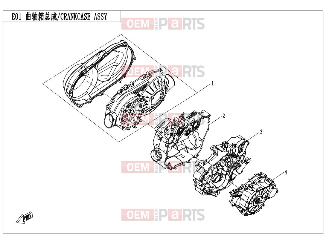 CFMOTO 2016 UTV UFORCE 550 (CF500UU) CRANKCASE ASSY. - E01