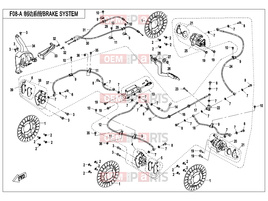 CFMOTO 2017 UTV UFORCE 550 (CF500UU) BRAKE SYSTEM(2017 VERSION) - F08-A