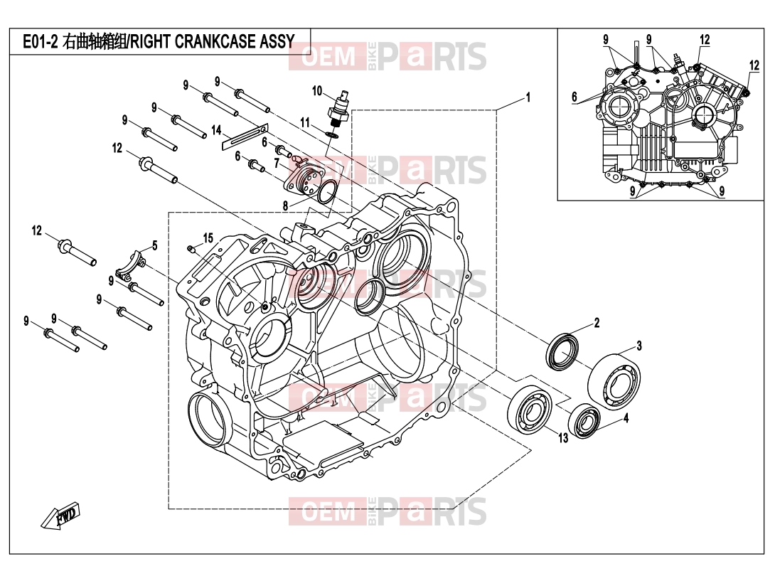 CFMOTO 2017 UTV UFORCE 550 (CF500UU) RIGHT CRANKCASE ASSY. - E01-2