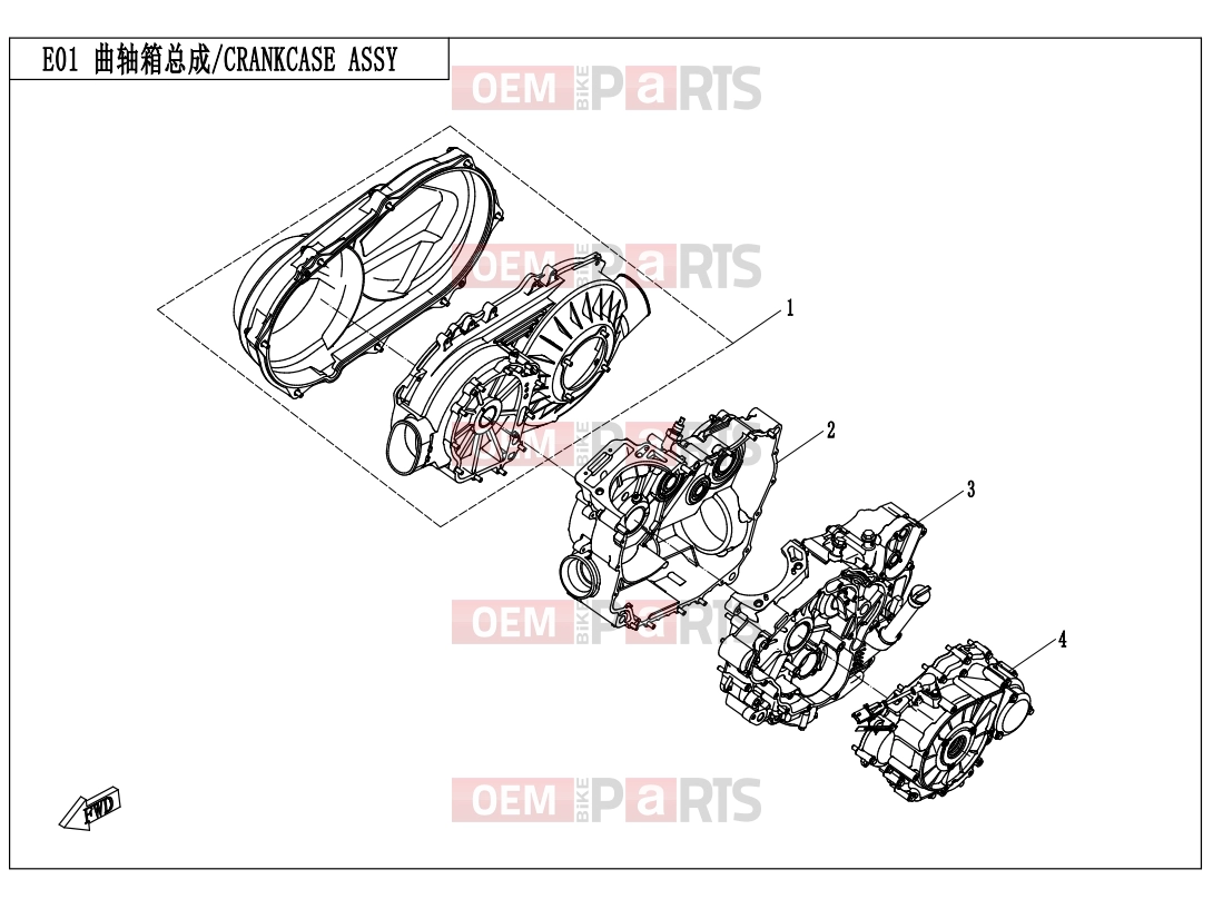 CFMOTO 2018 UTV UFORCE 550 (CF500UU) CRANKCASE ASSY. - E01