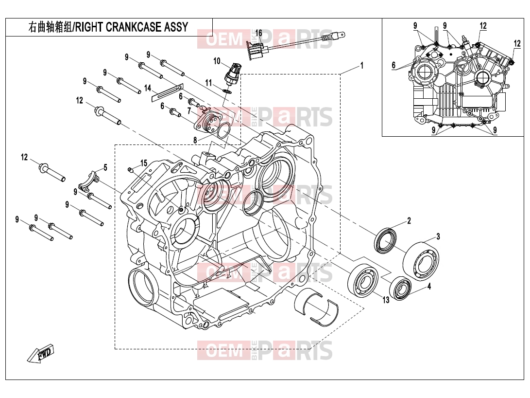 CFMOTO 2018 UTV UFORCE 550 (CF500UU) RIGHT CRANKCASE ASSY. - E01-2-V2