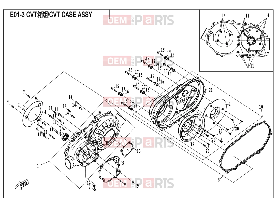 CFMOTO 2018 UTV UFORCE 550 (CF500UU) CVT CASE ASSY. - E01-3