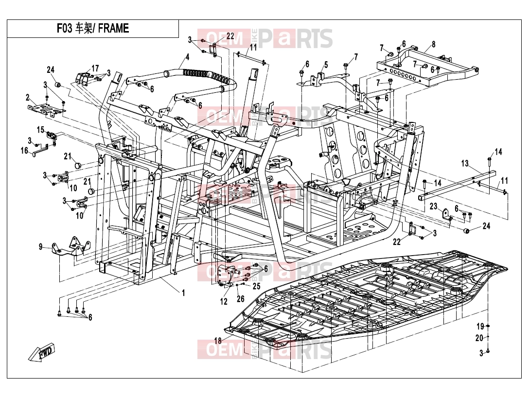 CFMOTO 2013 UTV UFORCE 800 (CF800-3) FRAME - F03