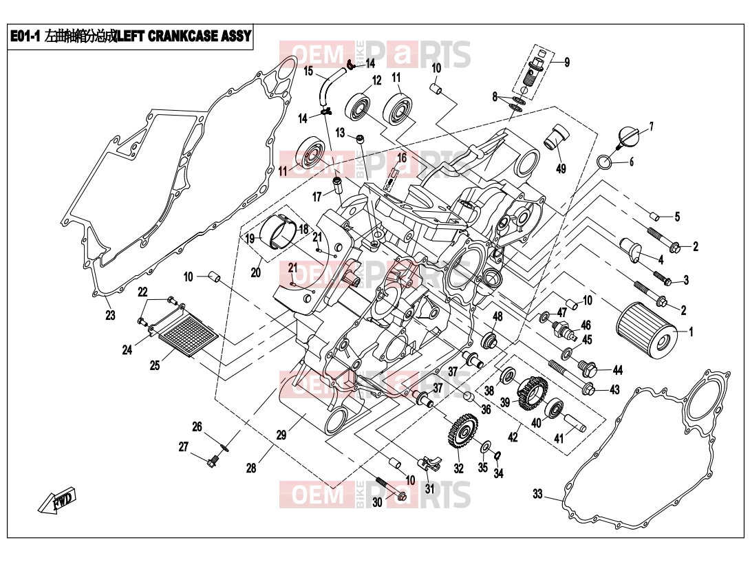 CFMOTO 2013 UTV UFORCE 800 (CF800-3) LEFT CRANKCASE ASSY - E01-1