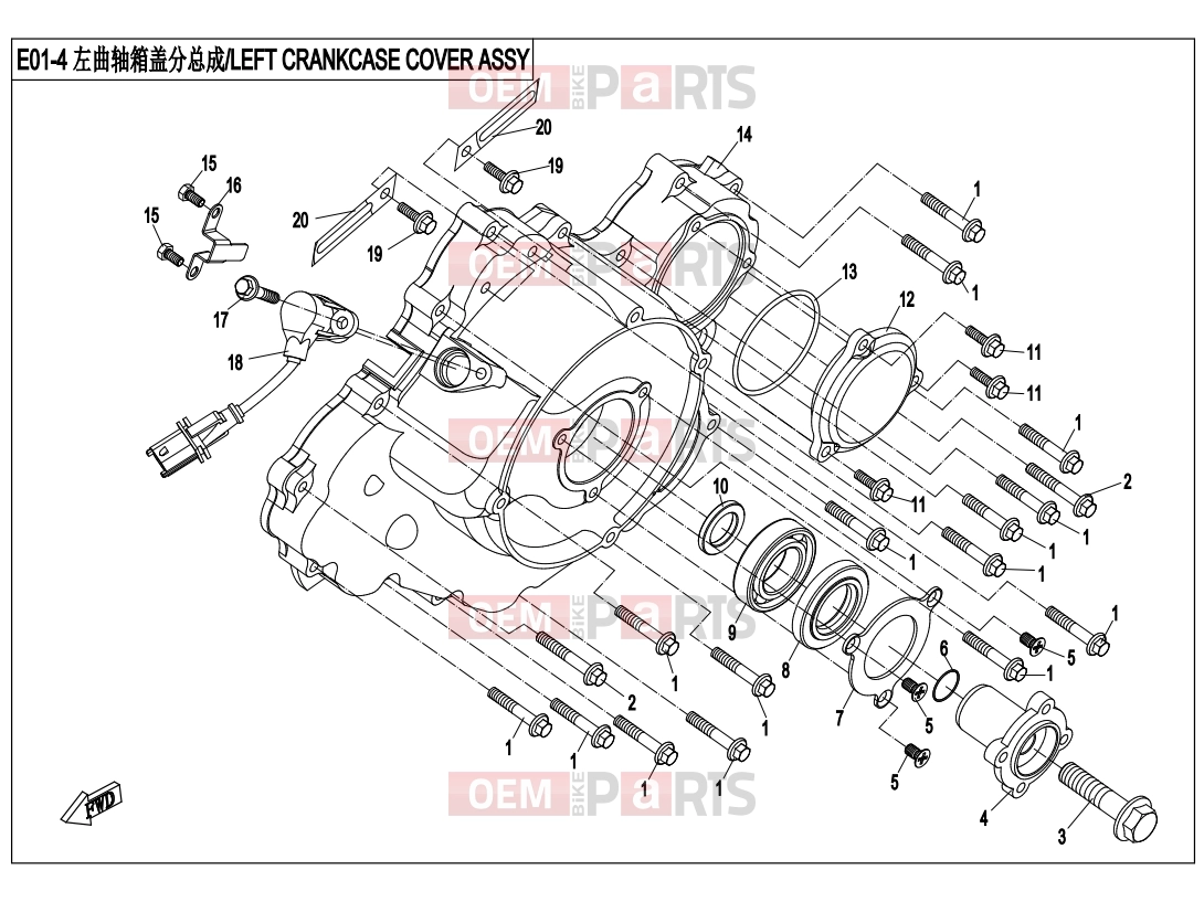 CFMOTO 2015 UTV UFORCE 800 (CF800-3) LEFT CRANKCASE COVER ASSY - E01-4