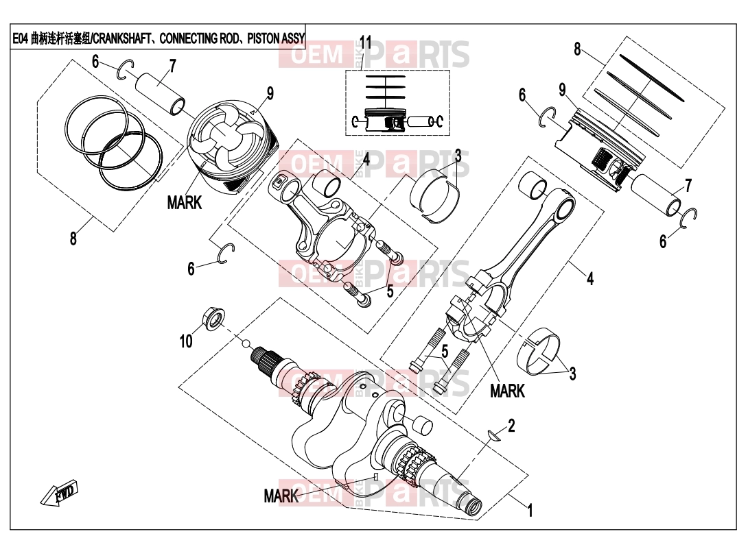 CFMOTO 2015 UTV UFORCE 800 (CF800-3) CRANKSHAFT@^CONNECTING GOD@^ PISTON ASSY - E04