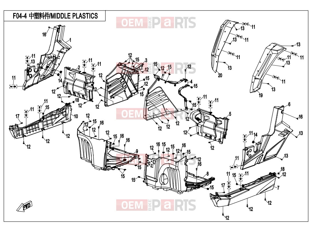 CFMOTO 2020 UTV UFORCE 800 (CF800-3) MIDDLE PLASTICS