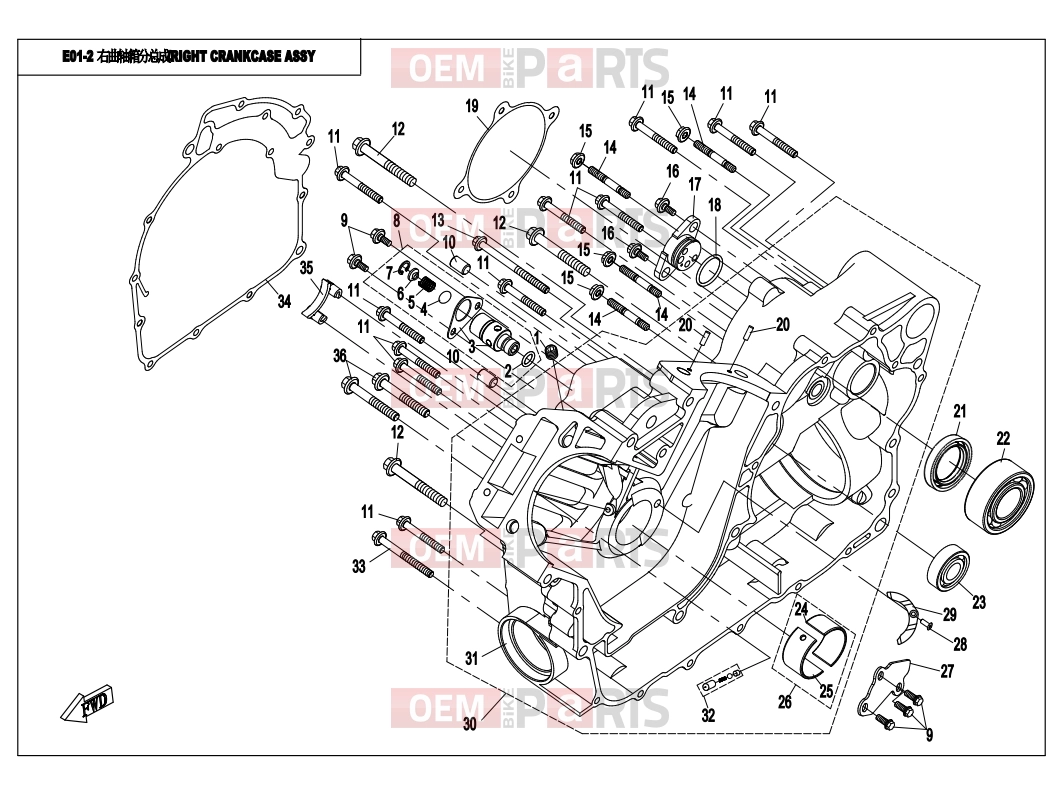 CFMOTO 2015 UTV UFORCE 800 (CF800UU-A) RIGHT CRANKCASE ASSY - E01-2