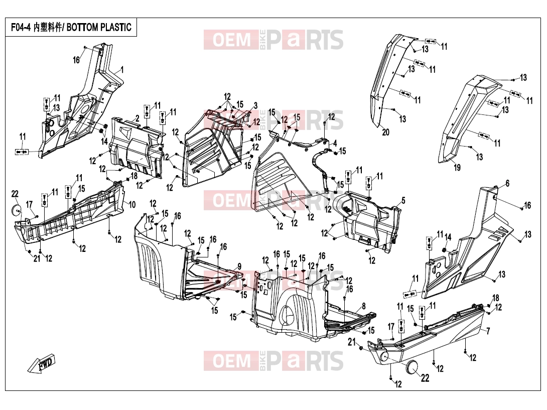 CFMOTO 2016 UTV UFORCE 800 (CF800UU-A) BOTTOM PLASTIC - F04-4