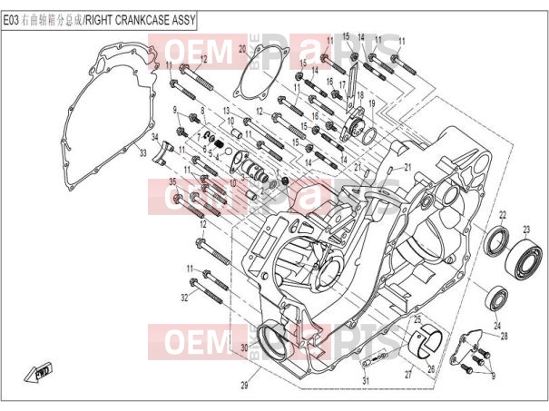 CFMOTO 2012 SSV ZFORCE 800 (CF800) RIGHT CRANKCASE ASSY - E01-2