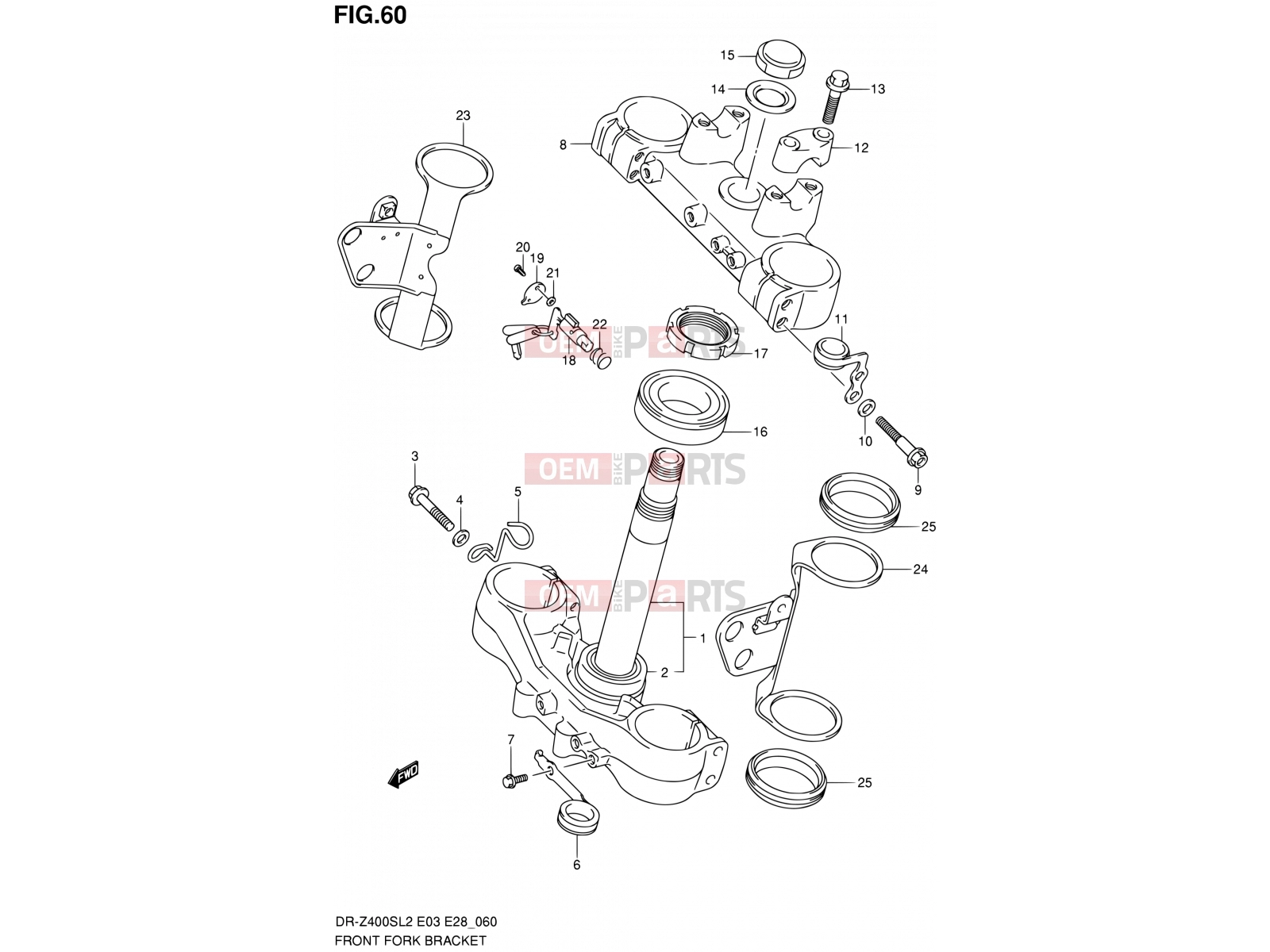 SUZUKI DR-Z400S L2 (2012) (E03,E28,E33) 60 - FRONT FORK BRACKET