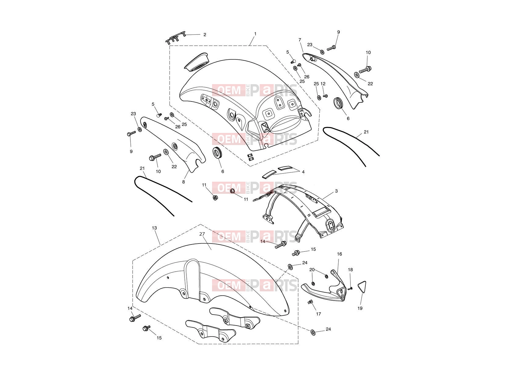 Triumph 2016 ROCKET III, CLASSIC & ROADSTER Mudguards