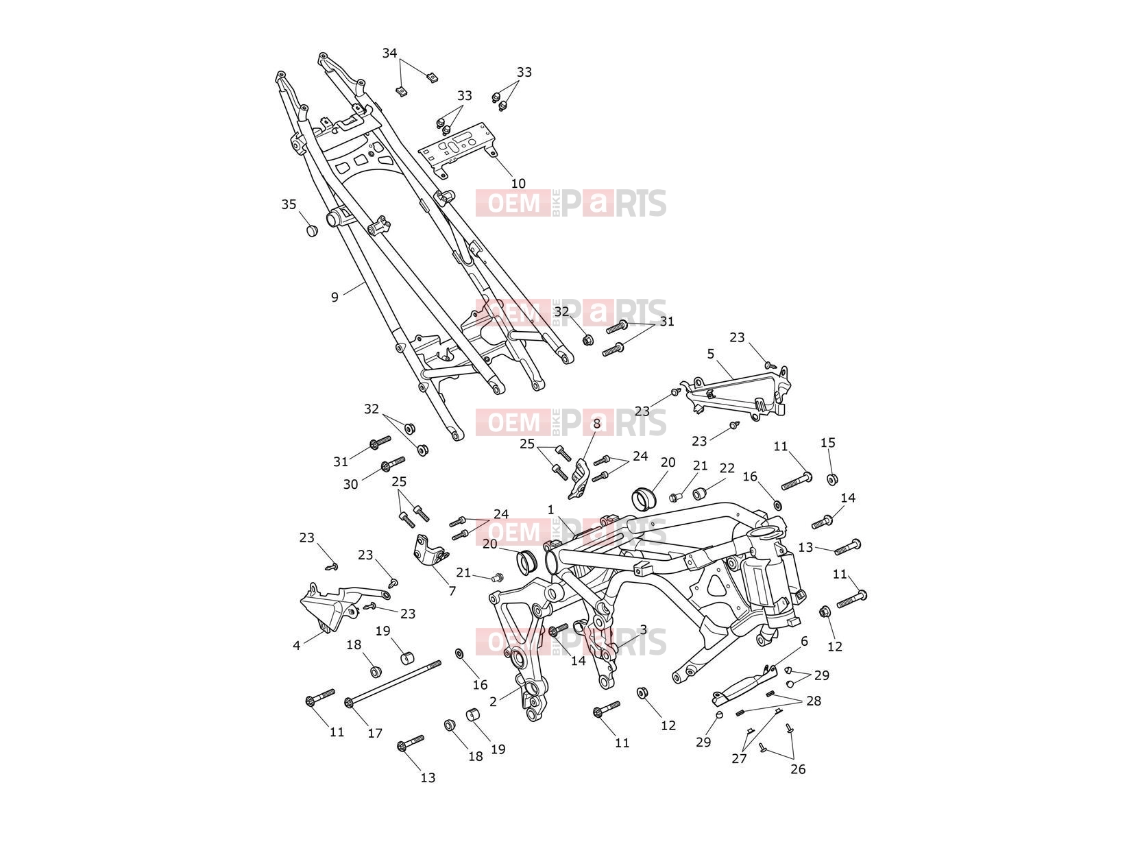 Triumph 2026 Tiger 1200 Desert Frame & Rear Subframe