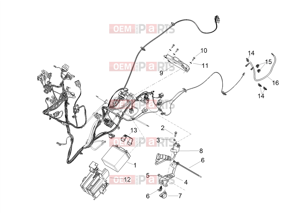 APRILIA SR GT 200 (EU) Electrical systems » Rear electrical system