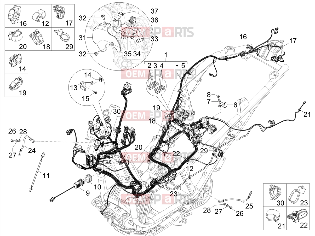 PIAGGIO Beverly 310 Classic-Sport (EU) Electrical system » Main cable harness